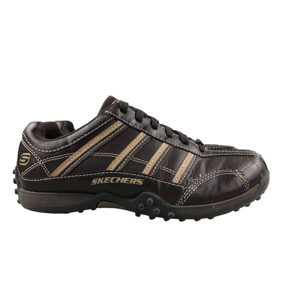 Skechers Boy's Size 4 Dark Brown Closed Toe Lace-Up Lifestyle Sneakers 91658L